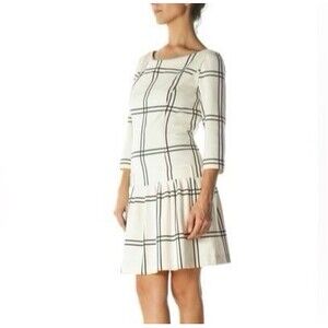 RED Saks Fifth Avenue Drop Waist Plaid Mini Dress, 2, Office Twee French 60s Mod